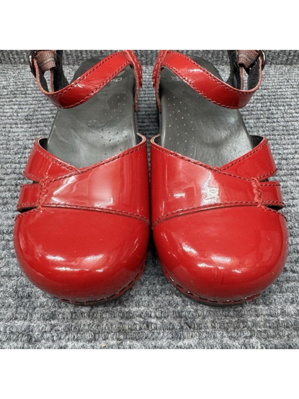 Dansko Maeve Shoes Womens 6.5-7 37 Red Patent Leather Mary Jane Sandals Ankle - Picture 4 of 10